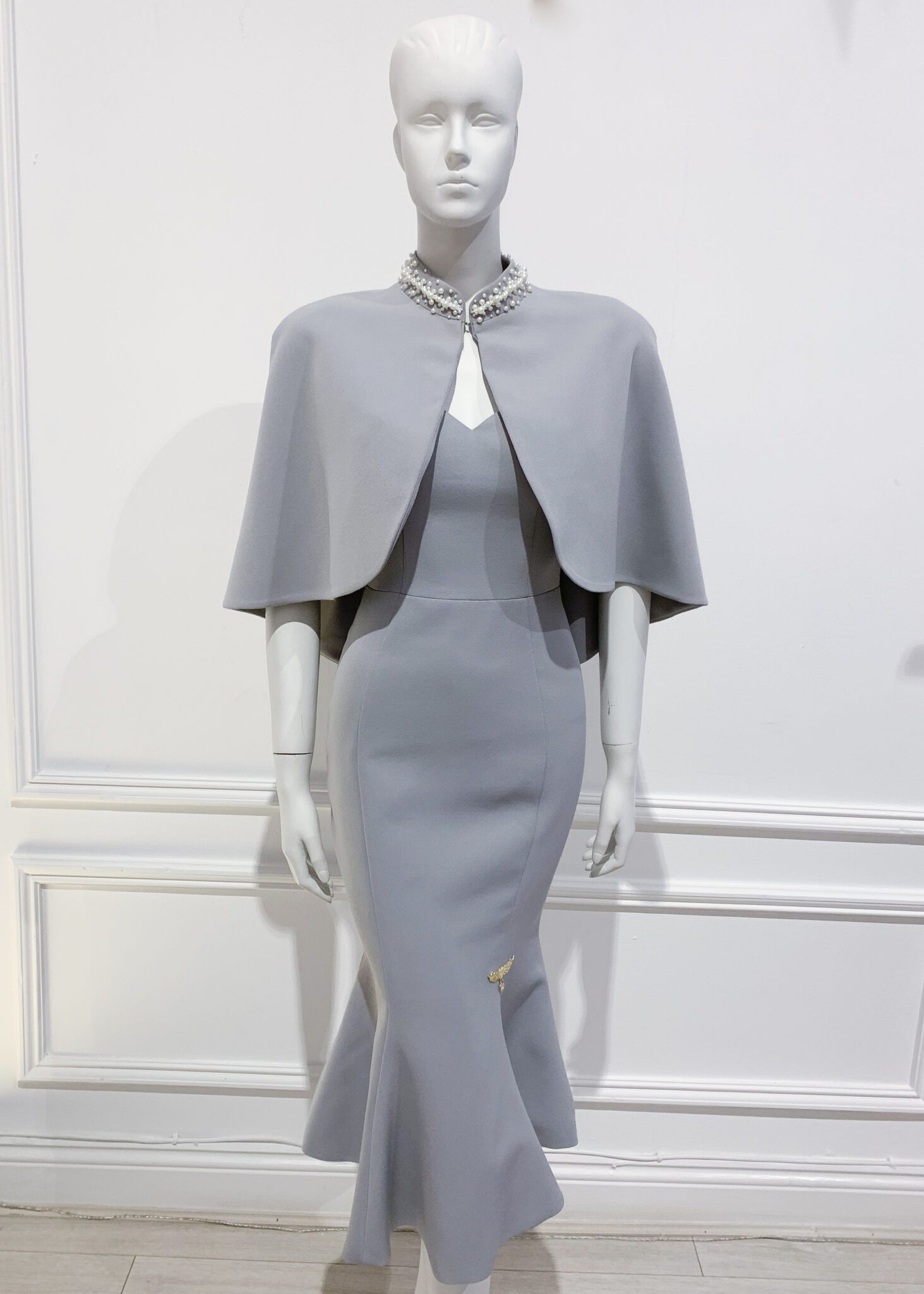 Feliciana Dress and Cape - Grey Fishtail Dress and Cape - Phoenix V